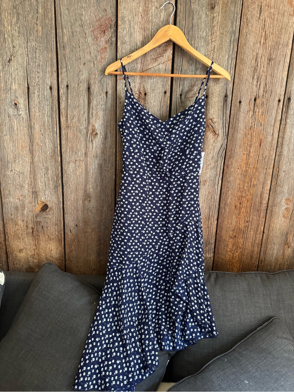 City Studio Navy Floral Asymmetrical Slip Dress